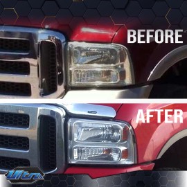 PIT66 Fit For 2005-2007 Ford F250 F350 Super Duty Clear Headlight Replacement Lens