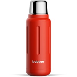 BOBBER 34 oz Stainless Steel Thermos for Hot Tea, Coffee, and Cold Drinks – BPA-Free, Dishwasher Safe Vacuum Insulated Water Bottle for Hot Drinks – Keeps Hot for 48 Hours (Red)