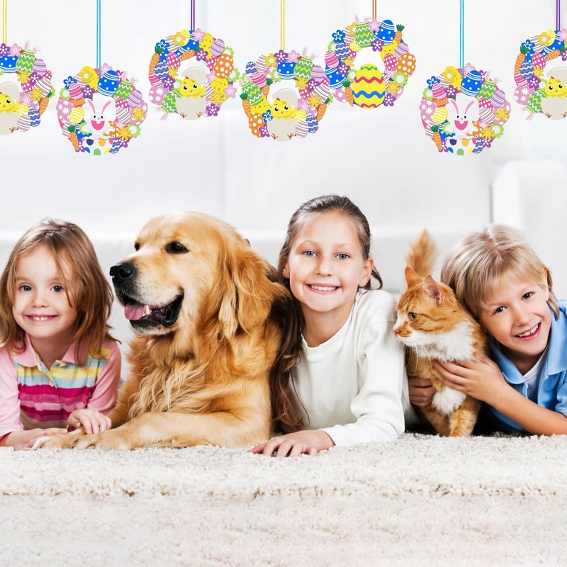 Easter Wreaths For Front Door,8Pcs DIY Artificial Spring Easter Wreath