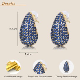 WillTen Golden Earrings Women's Dupes Earrings with Cubic Zirconia, Earrings Gold Hoop Earrings Water Drop Earrings Teardrop Earrings for Women, Copper