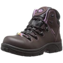 FSI FOOTWEAR SPECIALTIES INTERNATIONAL Women's Framer 6" Leather Comp Toe Waterproof Puncture Resistant EH Hiker Industrial & Construction Shoe, Brown/Lilac, 6.5 Medium
