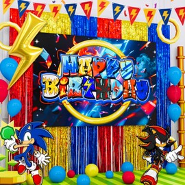 Daidle Birthday Party Decorations – Supersonic Speed Lightning Foil Balloons & Fringe Curtains & Backdrop, Birthday Decorations Pack for Cool Game Party, Racing