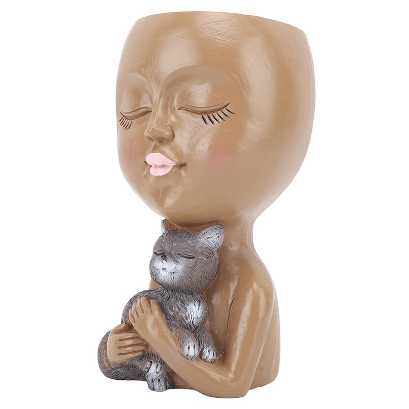 Funny Face Planter Pot Girl Head Planter Innovative Decorate Resin