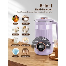 Nut Milk Maker Machine, 35oz Homemade Soy, Almond, Oat, Coconut, Plant Based and Non Dairy Beverages, 8 in 1 Automatic Soybean Machine With 12H Delay Start/Keep Warm/Boil Water