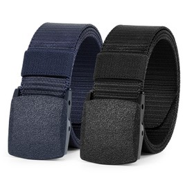 WERFORU Nylon Belt for Men 2 Pack Military Tactical Belt Canvas Outdoor Web Belt with Plastic Buckle