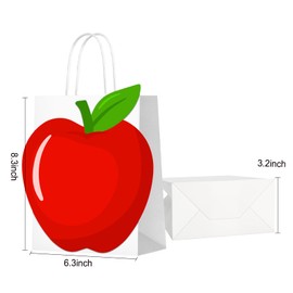 KERINGO 24 PCS Apple Gift Bags Teacher Appreciation Gift Red Apple Bag with Handle for Teacher Student Graduation School Exchange Supplies Thank You Party Favors