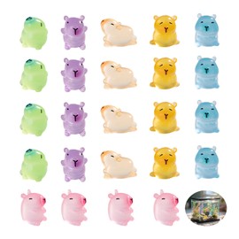MustuVerve 24Pcs Resin Capybara, Mini Capybara Luminous Capybara Figures Mini Figures for DIY Garden Dollhouse Animals Accessories Micro Landscape Aquariums Party Decoration(6 Styles)