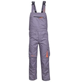 Bib and Brace Overalls Heavy Duty Work Trousers Dungaress 4 Colours Pockets Coveralls (Grey, X-Large)
