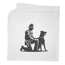Azeeda 'Police Dog Handler Kneeling' Cotton Baby Blanket/Shawl (BY00044872)