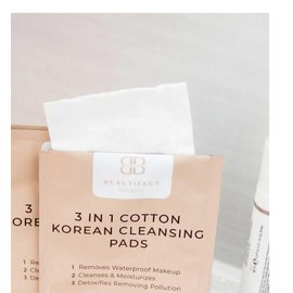 Beautifect Beauty 3-in-1 Korean Cotton Cleansing Pads, Premium Skincare