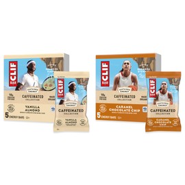 CLIF BAR Caffeinated Collection - Caramel Chocolate Chip and Vanilla Almond Flavor - Made with Organic Oats - Energy Bars - Non-GMO - Plant Based Protein Bars (10 Pack, 2 Boxes)