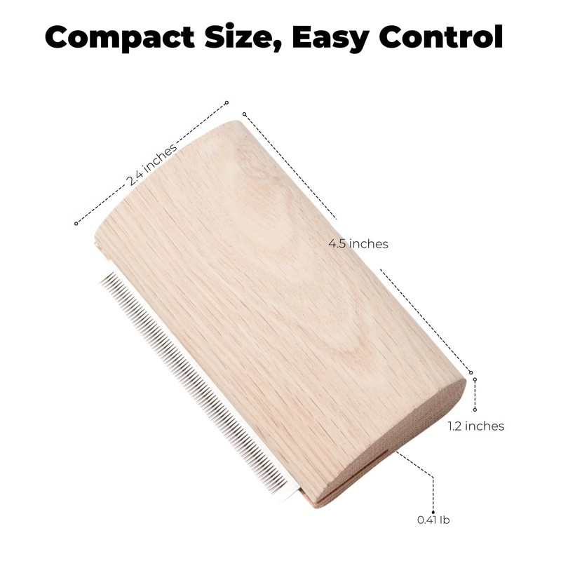 Pug Brush for Shedding, Wooden Handle Short-Hair Grooming Comb