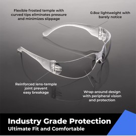 amoolo Clear Safety Glasses Bulk of 24, Protective Eyewear for Men Women, ANSI Z87.1 Impact Resistant Eye Protection for Work, Lab, Construction