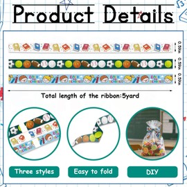 Blinket 3/5" Back to School Ribbon for Kindergarten Decor 15 Yard, Books Balls Patterns Ribbons for School Decor Grosgrain Craft Ribbon for Back to School Party Hair Bows Gift Wrapping DIY Supplies