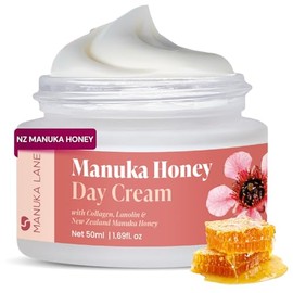 Manuka Lane Manuka Honey Day Cream The Ultimate Skin Moisturizer with real New Zealand Manuka Honey, Hydrolyzed Collagen, and skin-enriching Lanolin