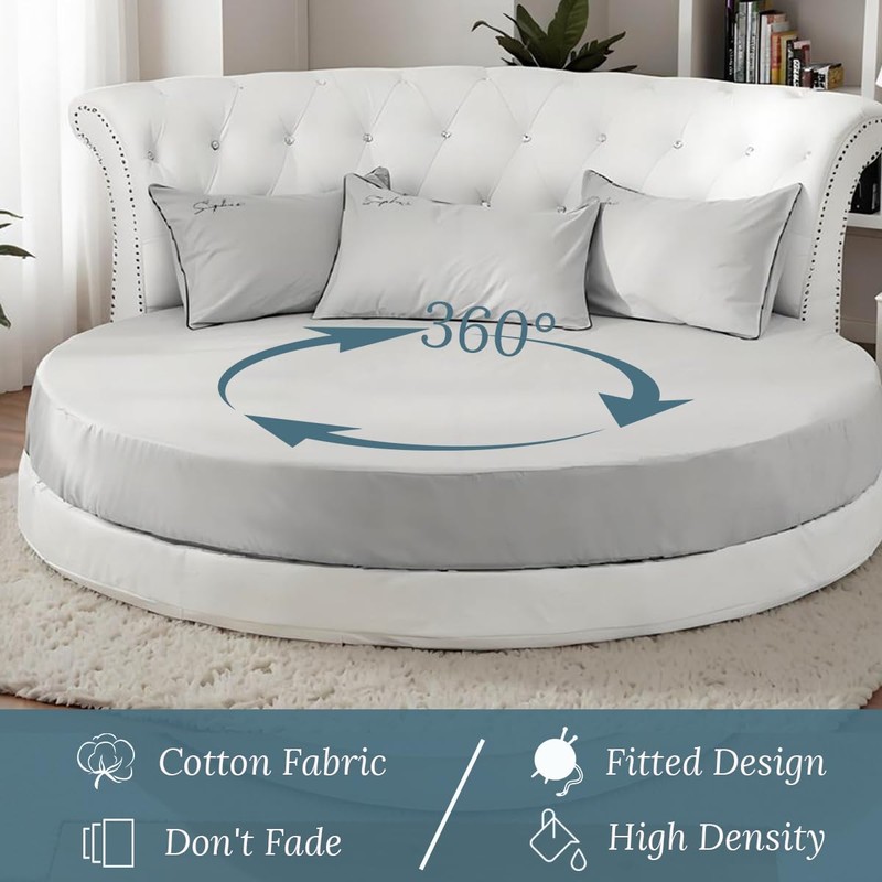 FANSU Round Fitted Sheet, Soft Cotton Fitted Sheet, Breathable Box