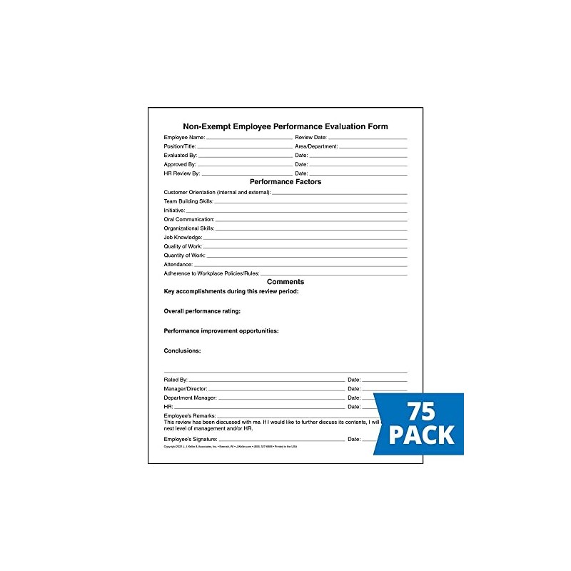 Performance Review Form for Non-Exempt Employee, 8.5 x 11, 75