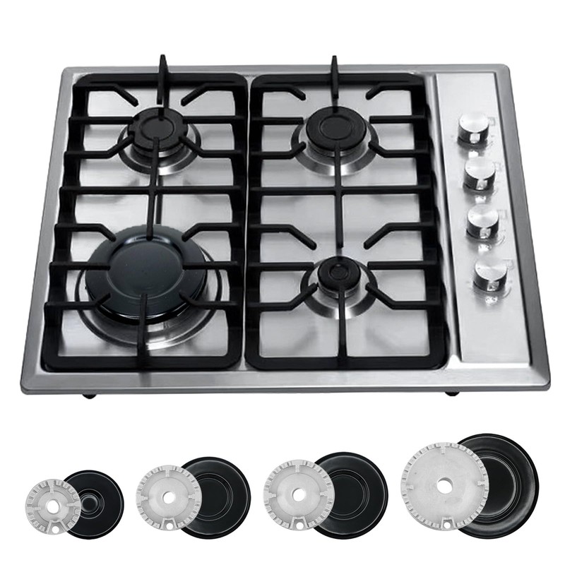 Gas Stove Burner Caps Set, 4PCS Cooker Hat Set Metal
