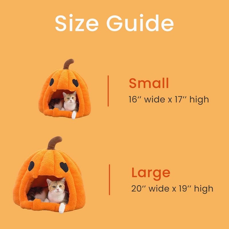 Cute Pumpkin Cat Bed for Indoor Cats, Halloween Pumpkin Cat