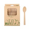 HTB Disposable Spoons Natural Bamboo 50 Pcs Outdoor Disposable Tableware