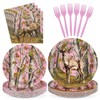 Greencian 96Pcs Pink Hunting Deer Camo Party Decorations, Serves 24