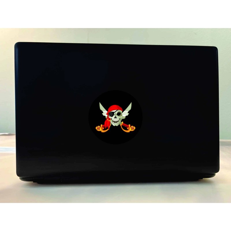 StickerTalk Colorful Jolly Roger Flag Circle Vinyl Sticker, 4 inches