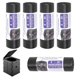 CTDMJ Toilet Bag Black & Green Pack of 100 30L Biodegradable Toilet Bag Camping Toilet Bag Organic Bin Bags Camping Toilets Accessories Waterproof (Black)