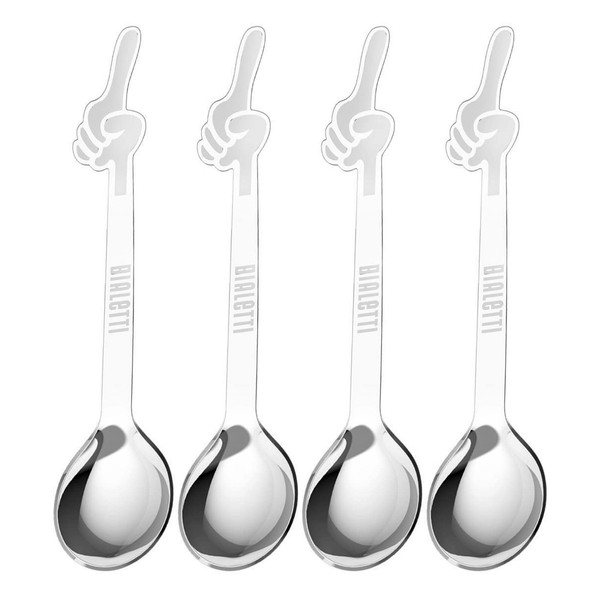 Bialetti Set of 4 Spoons OMINO Coffee Spoons, Multi-Colour, Unique