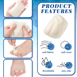 Minatee 4 Pcs Lambs Wool for Toes Soft Feet Cushion Toe Separator Lambs Wool Corn Cushion Pads Blister Prevention Bunions Callus Remover Cushions Hammer for Shoes or Feet, 3/8 oz