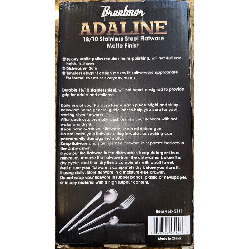 Bruntmor Modern Adaline Silverware 18/10 Stainless Steel 16 Piece Flatware