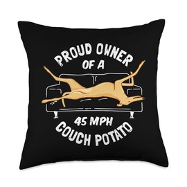 Greyhound Rescue Shirt & Gifts Greyhound Rescue - Proud Owner 45MPH Couch Potato Throw Pillow, 18x18, Multicolor
