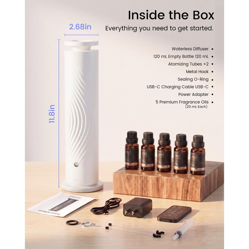 Waterless Essential Oil Diffuser, Cold-Air Diffusion, Plug-in