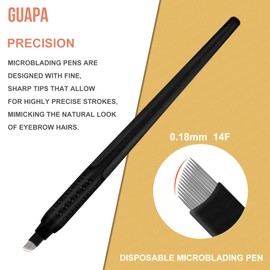 Professional Black Disposable Microblading Pens Hand Tools with Blades for Eyebrow Makeup Permanent Makeup Microblading Supplies (0.18-14F-Black 10PCS)