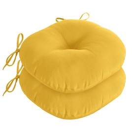 downluxe Bistro Chair Cushions for Patio Furniture, Water-Resistant Round Outdoor Chair Cushions Set of 2 with Non-Slip Ties, 15" x 15", Yellow
