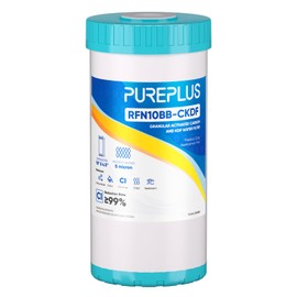PUREPLUS 5 Micron 10" x 4.5" Whole House Granular Activated Carbon and KDF Water Filter, Heavy Metal Removal Replacement Water Filter, RFN10BB-CKDF, 1PACK