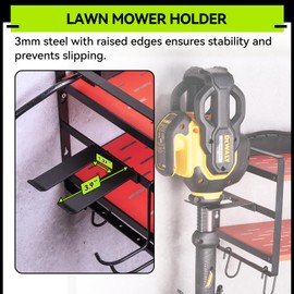 KAFAHOM Leaf Blower and Weed Eater Rack with Charging Station, Lawn Power Tool Organizer Wall Mount, Lawn Tool Storage Rack for Leaf Blower, Weed Eater, Battery, Charger, Red