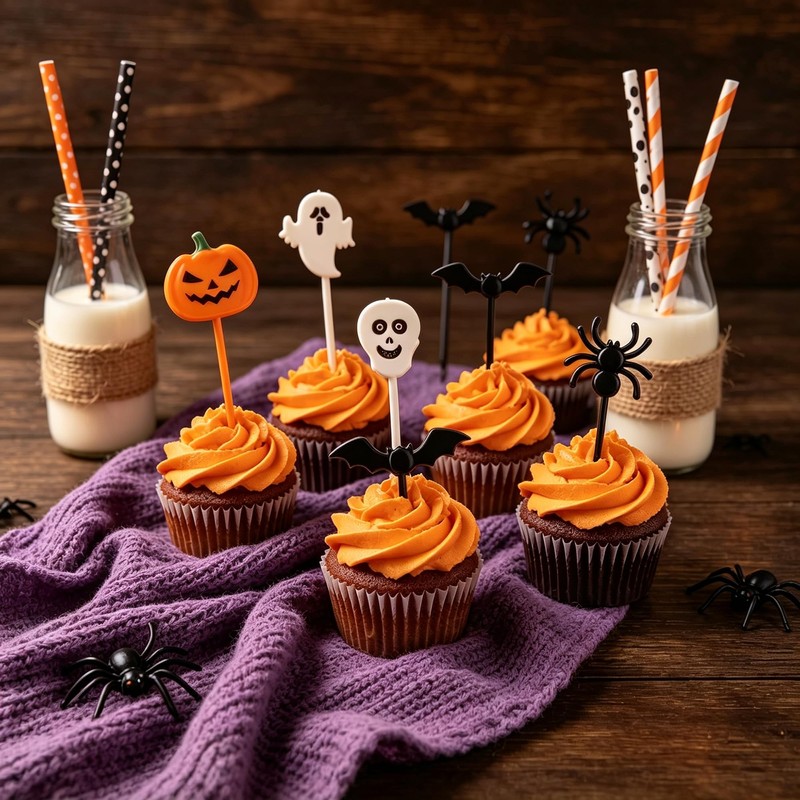 50 PCS Halloween Picks Cupcake Toppers, 2.3 x 0.6 Inch