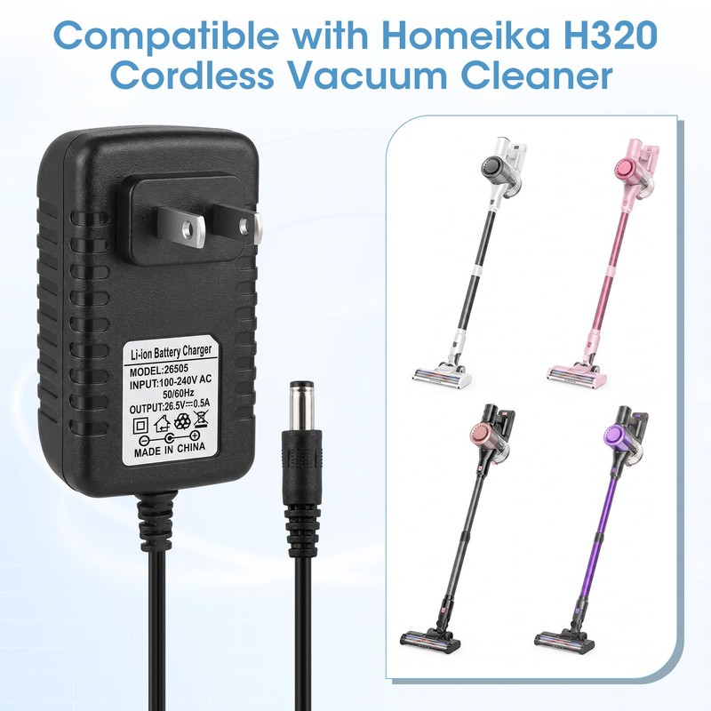 26.5V Cordless Vacuum Cleaner Charger Compatible with Homeika H 320