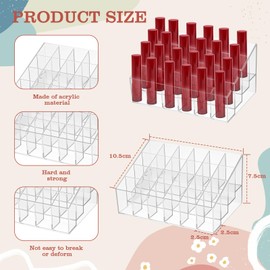 MAQUITA 4 Pieces Lipstick Holder Organizer 24 Slot Acrylic Lipstick Makeup Organizer Case Display Stand Storage Box for Lipsticks Lipgloss Brushes Cosmetics