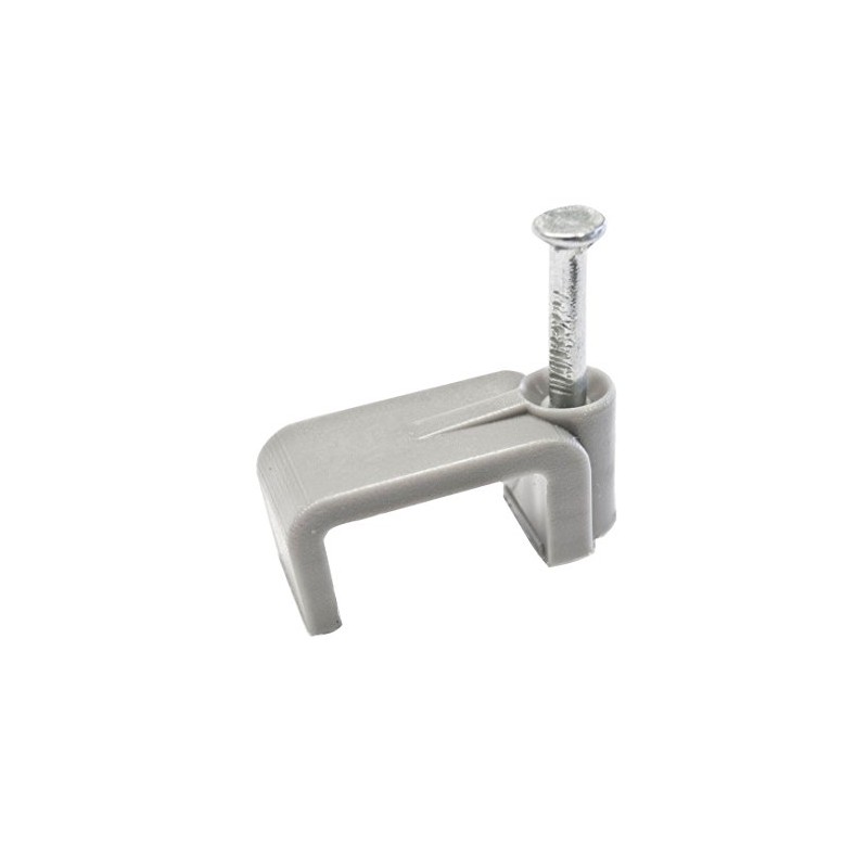 Flat Grey Plastic Cable Clips & Fixing Nail for Twin