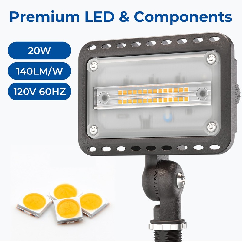 CINOTON 20W LED Flood Lights Outdoor, IP65 Waterproof Exterior Security