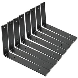 Shelf Brackets 10 Inch Wall L Brackets 8PCS Heavy Duty for Shelves Metal Black Rustic Industrial Brackets for DIY Opening Shelves Project Hardware Included