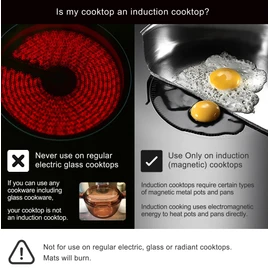 Lazy K Induction Cooktop Mat - Silicone Fiberglass Scratch Protector - for Magnetic Stove - Non Slip Pads to Prevent Pots from Sliding During Cooking_ Black (7.8inches)