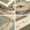 vctops Farmhouse Green 3 Piece Embroidered Floral Quilted Bedspread Quilt