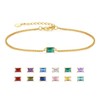 GexTyde Birthstone Bracelet for Women Gold Diamond Dainty Simple Link