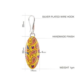 Handmade Long Thin Flower Oval Dangle Earrings Jewellery for Women (Yellow Blue)