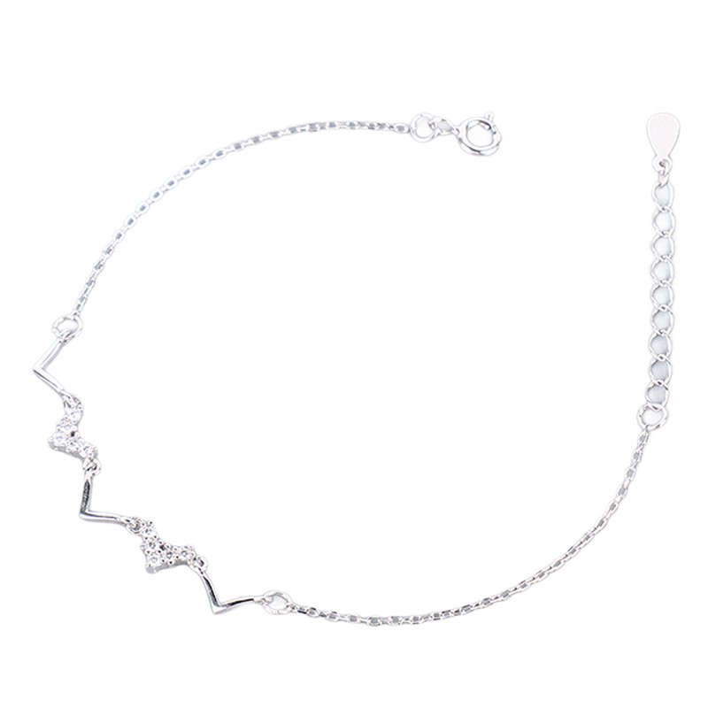 S925 Sterling Silver Heartbeat Wave Bracelet Geometric Wave Bling Fine