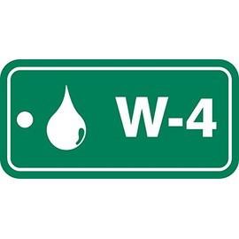 Accuform TDF904VPM Plastic "W-4 Water" Energy Source Standard Tag, 1-1/2" W x 3" L, White on Green (Pack of 5)