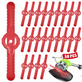 50 Pcs Plastic Grass Trimmer Blades, 135 mm Garden Mower Replacement Blades Cordless Lawn Mower Cutting Blades Lawn Strimmer Accessories Tool for Lawn, Garden, Orchard, Woods, or Pastoral