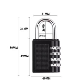 HRLORK Combination Padlock 3 Packs School Locker Lock Outdoor Weatherproof Digit Padlock Resettable Code Lock Black